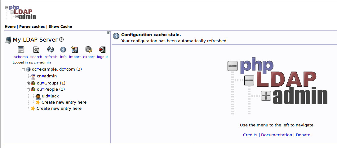 phpLDAPadmin interface